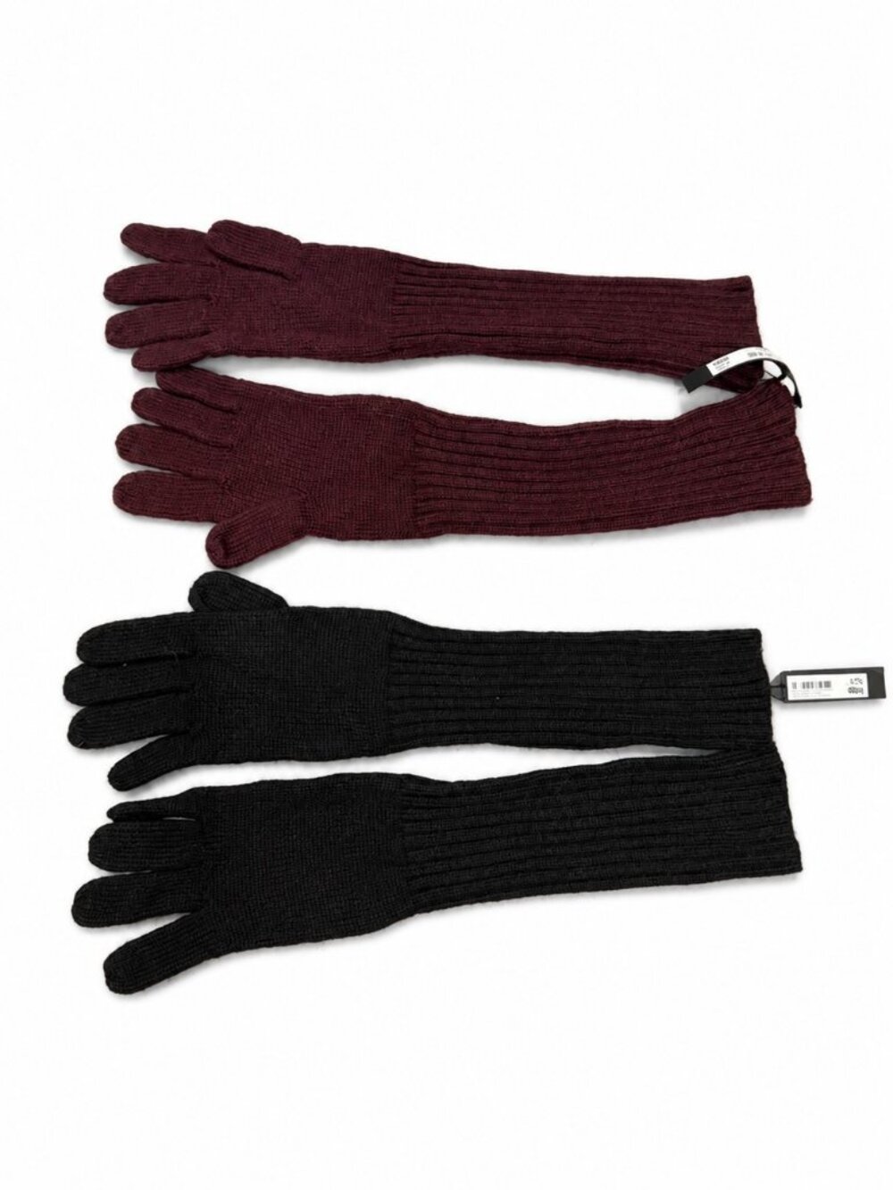 Indigo Ribbed Long Gloves Set of 2 Eggplant and Black NWT